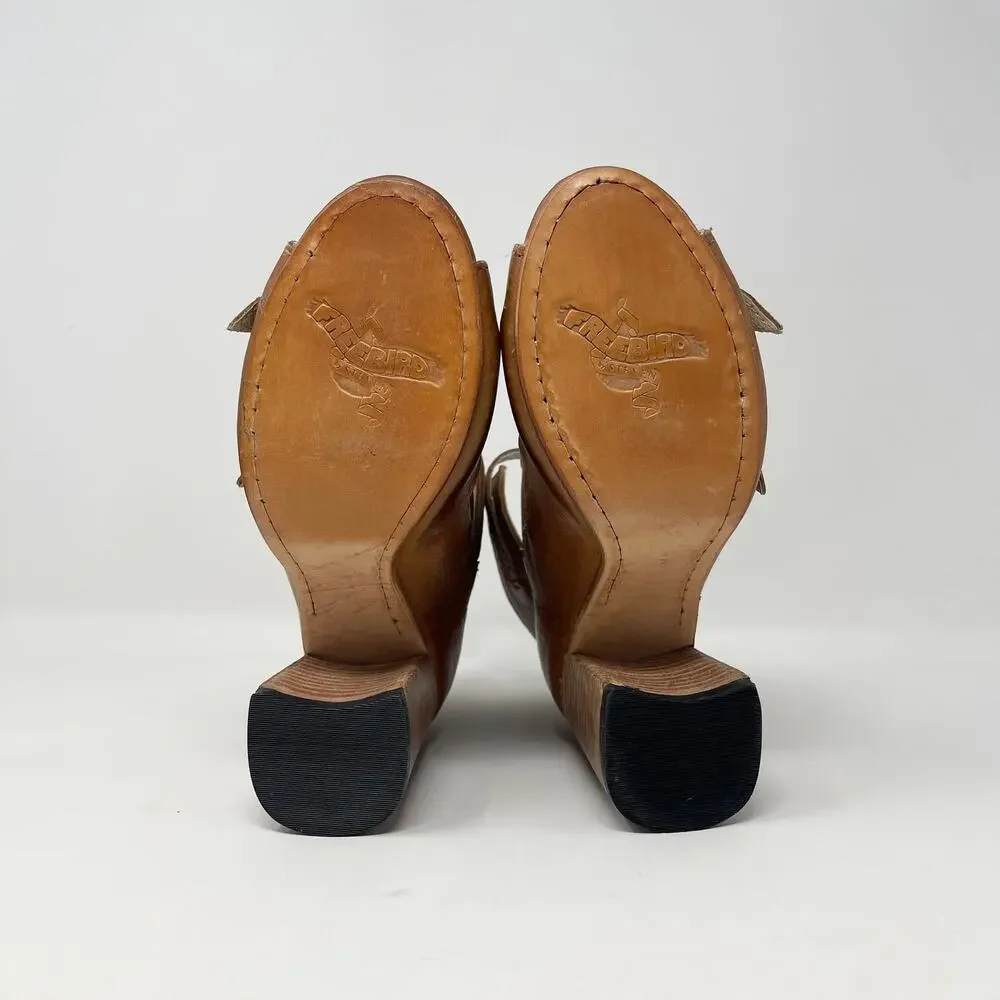 Freebird Steven Topaz Gladiator‎ Sandal Womens 7 Brown Leather Heel Boho Western